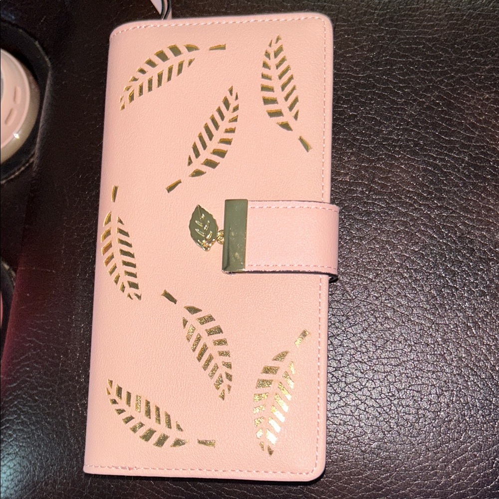 Pink and Gold Leaf Pattern Wallet